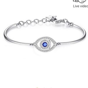 Silver Bracelet with Blue Eye Accent